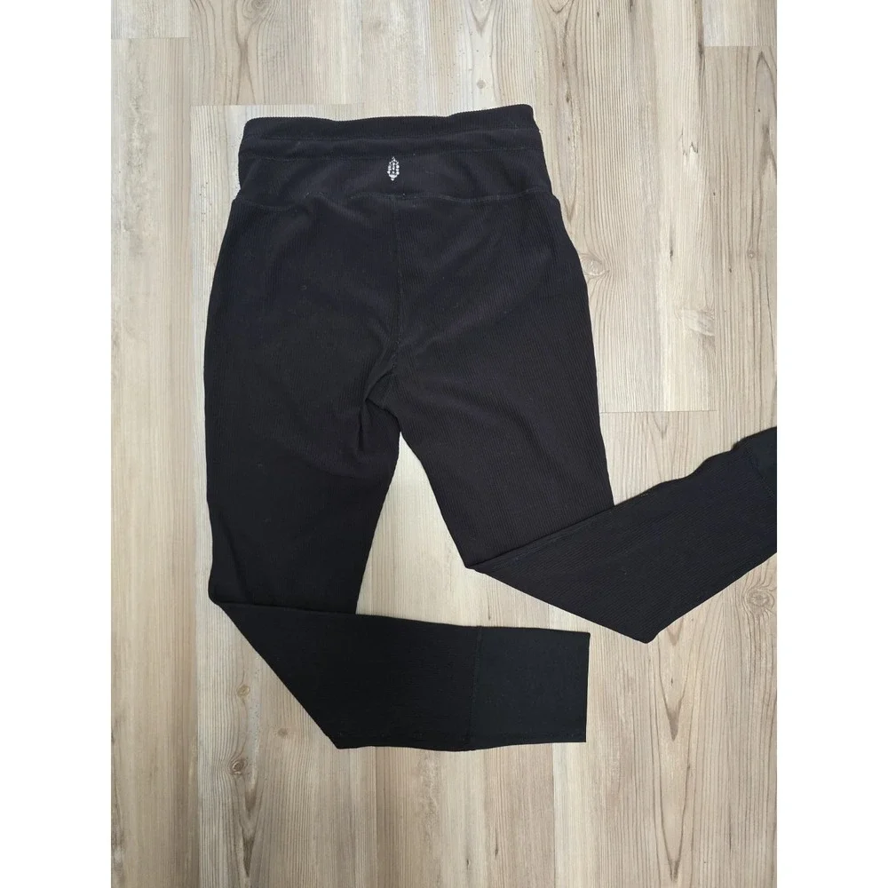 Free People Movement Ribbed Leggings Black With Drawstring Size S